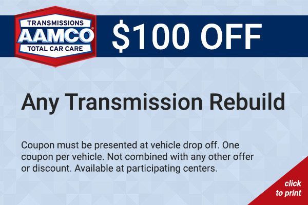AAMCO coupon offering $100 off any transmission rebuild