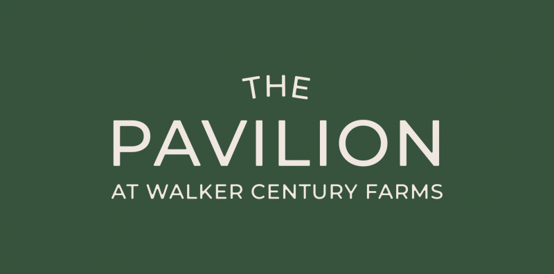 The Pavilion at Walker Century Farms logo on a dark green background