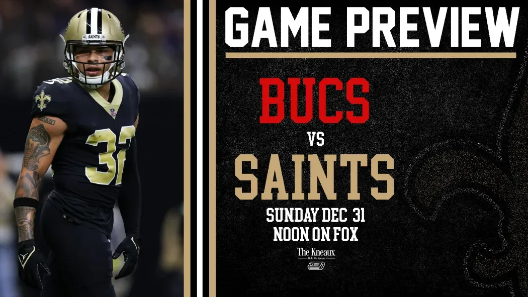 A poster for a football game between the bucs and saints