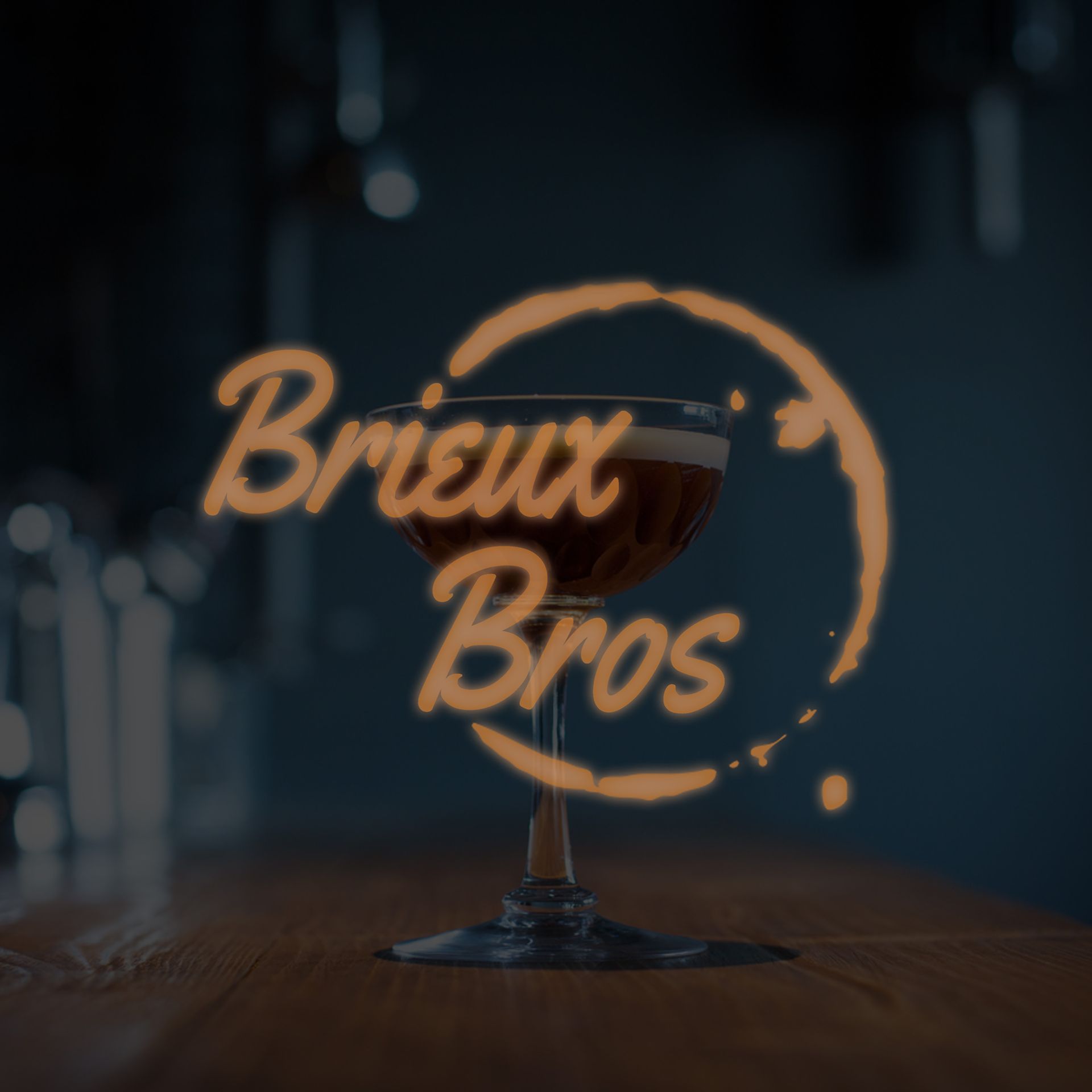 A martini glass with the words bijoux bros on it