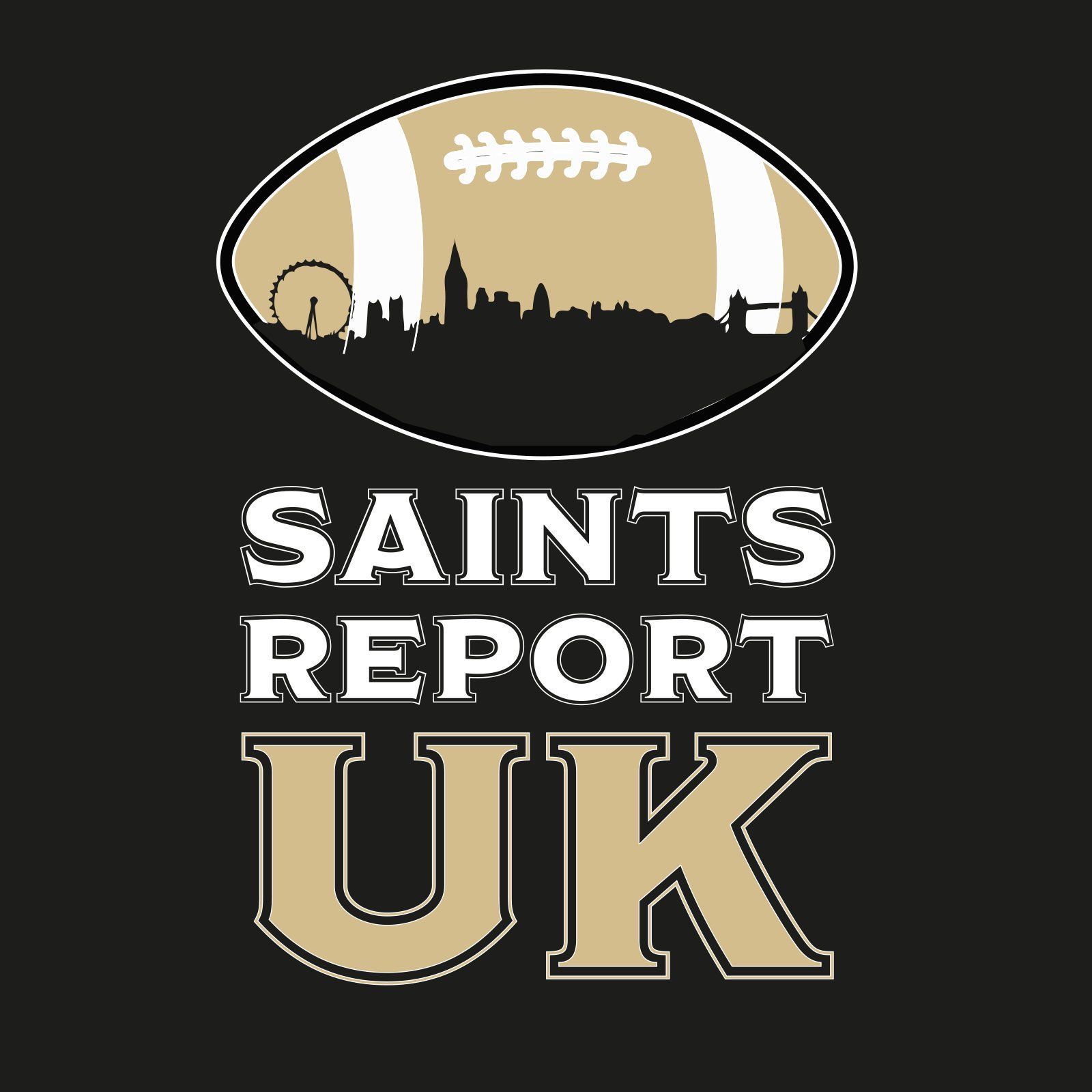 Saints report uk logo on a black background