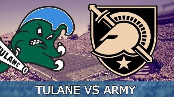 Tulane Green Wave and Army Black Knights logos over a stadium, with “TULANE VS ARMY” text.