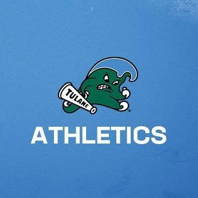 Tulane Athletics logo with green wave mascot on a blue background