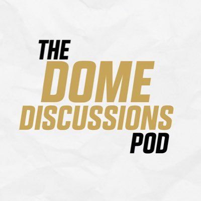 Logo reading “The Dome Discussions Pod” in black and gold text on a white background