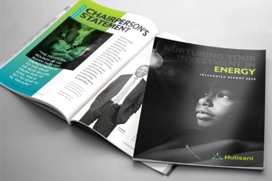 A magazine is open to a page that says chairperson 's statement