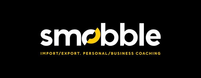A black background with the word smobble on it. logo design by Visionar