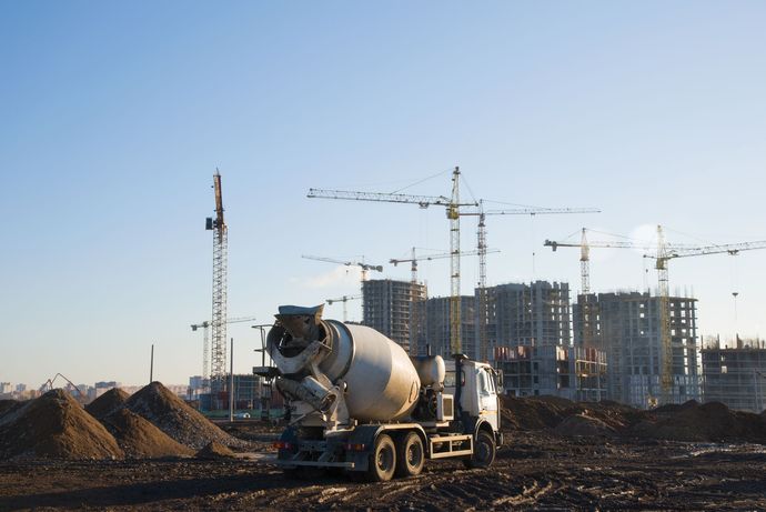 Concrete Truck on the Construction Site — Susanville, CA — Sezzi Concrete & Materials, Inc.