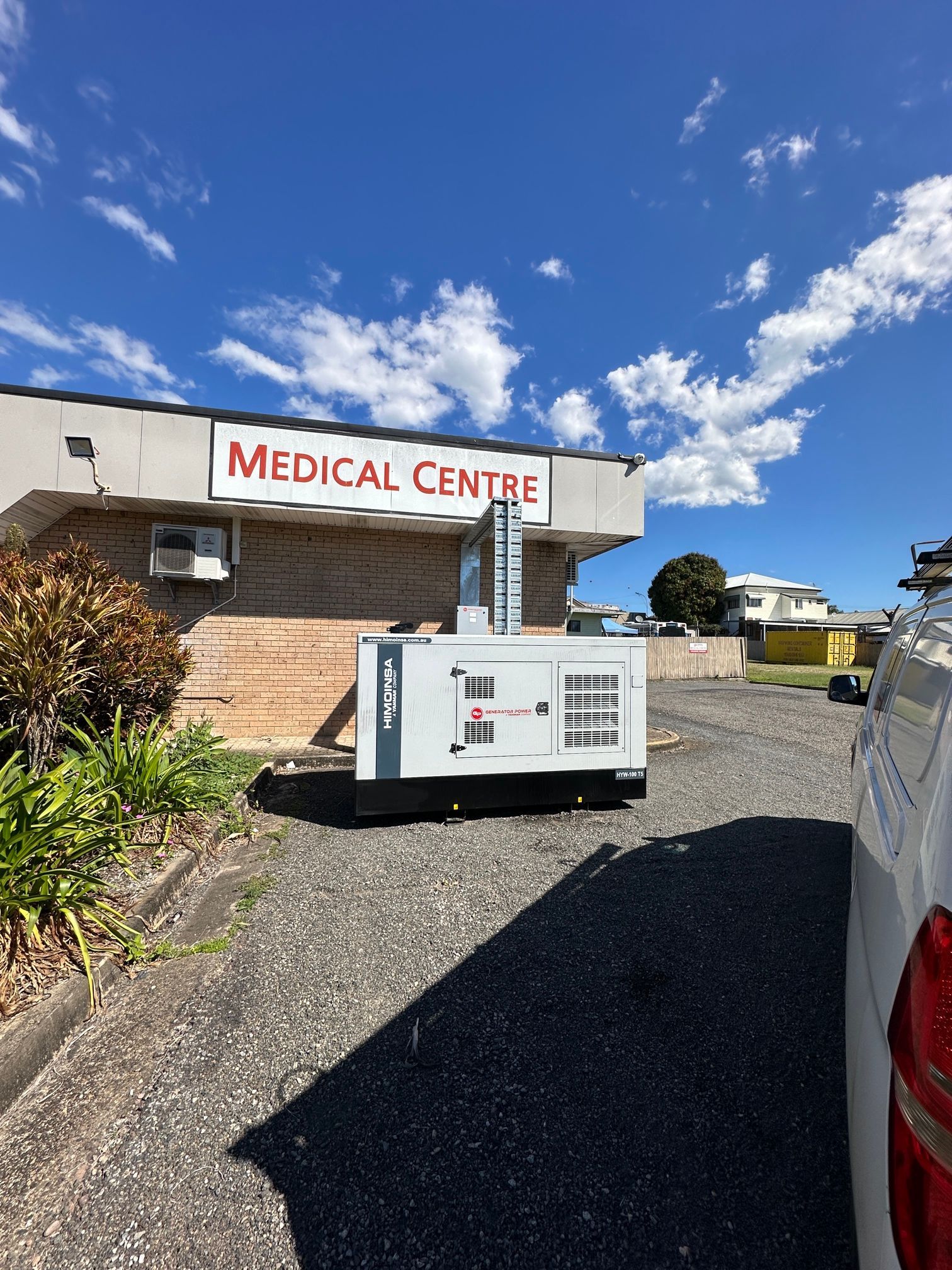 Generator Outside A Medical Centre On A Sunny Day — LSEA Electrical Group in Bucasia, QLD