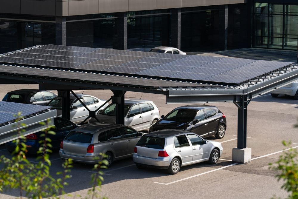 Solar Panel Carport Over Parked Cars — LSEA Electrical Group in Bucasia, QLD