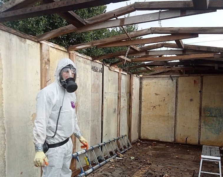 Before and after asbestos refurbishment survey in Glasgow garage