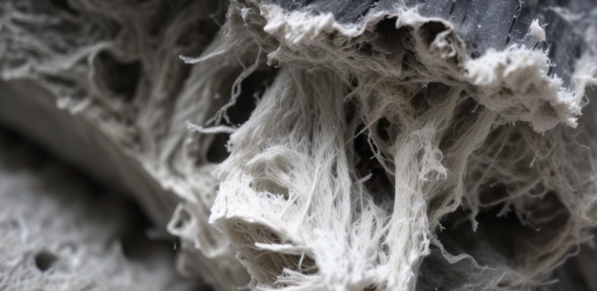 close up under microscope of asbestos fibres
