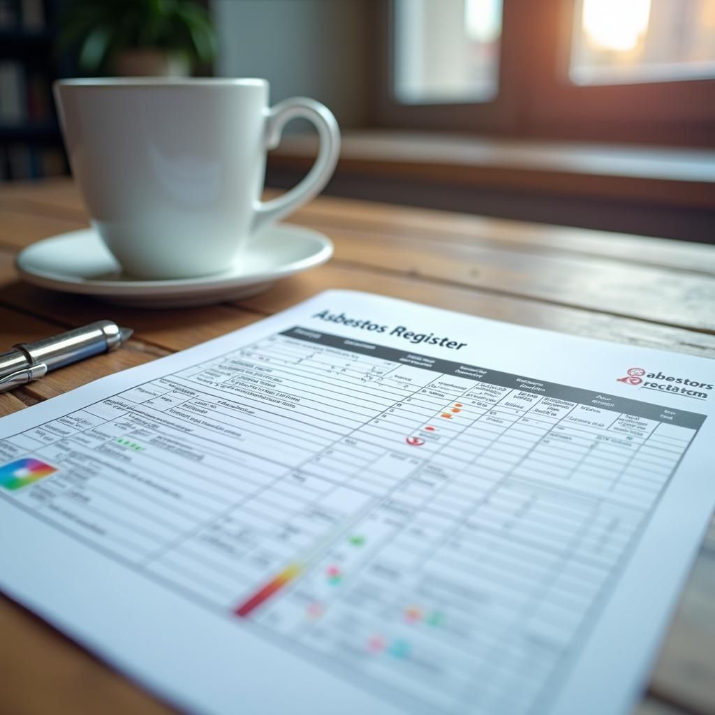Sample asbestos register for landlords showing ACM locations and conditions