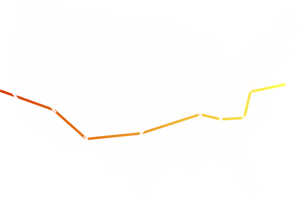 Animated line graph showing a downward then upward trend in orange and yellow hues against a white background.