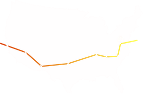 Animated line graph showing a downward then upward trend in orange and yellow hues against a white background.