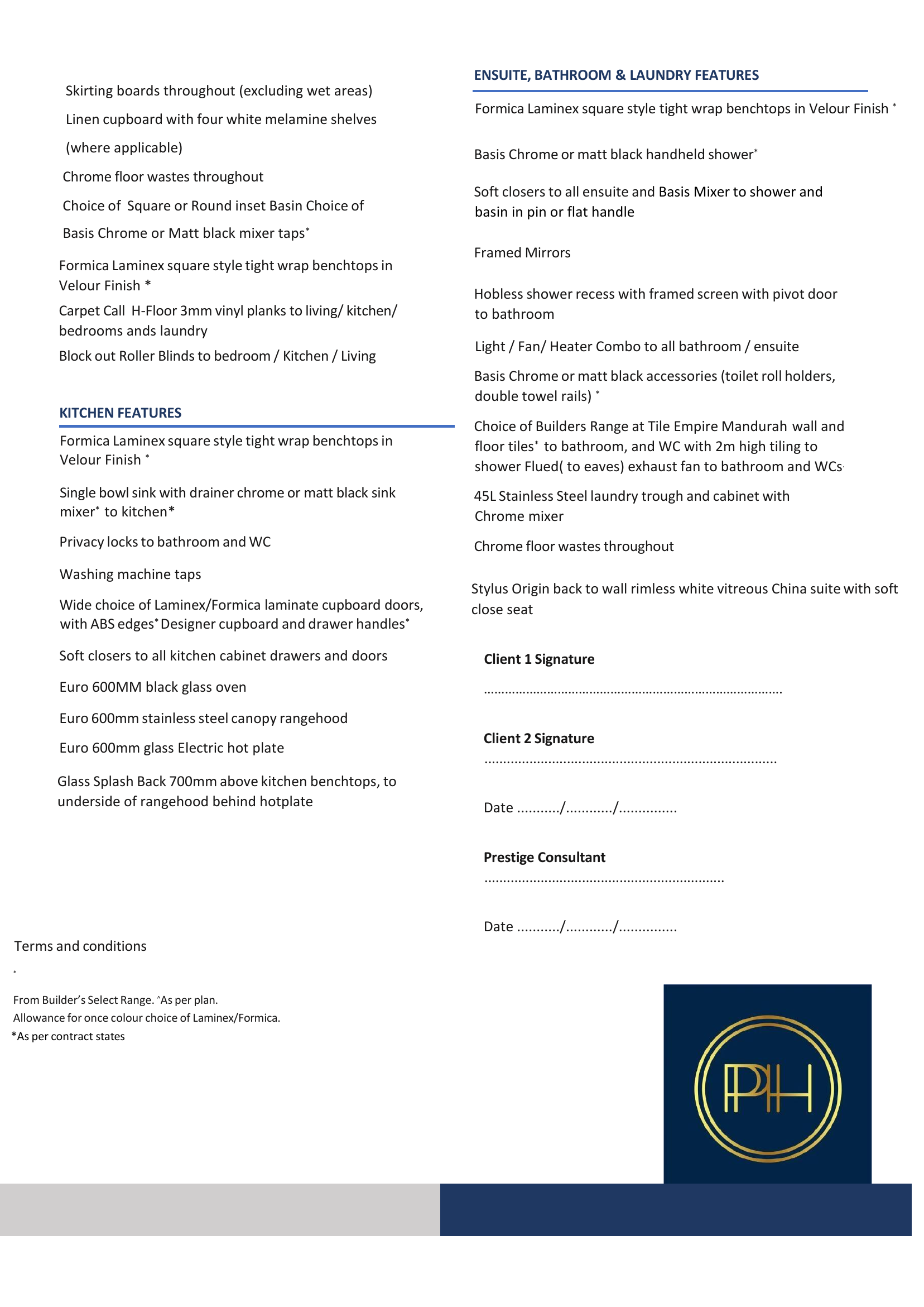 Text from a legal employment agreement, featuring headers, bulleted terms, and a logo with the letters PH at the bottom.