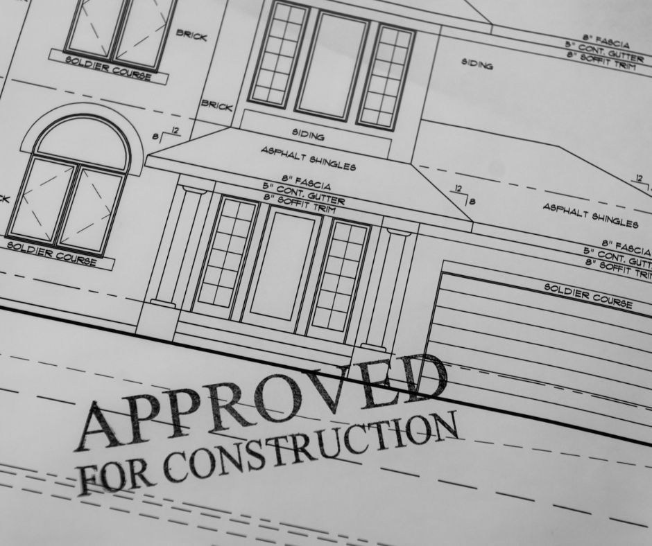 Architectural drawing of a house front with an