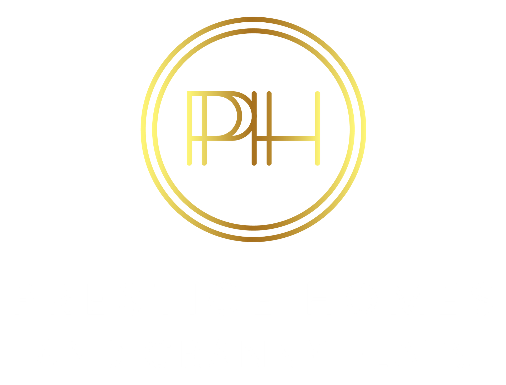 Gold, stylized monogram of the letters