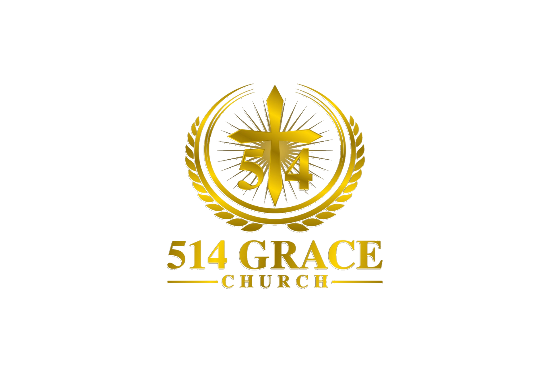 Gold logo for 514 Grace Church: cross with 