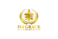 Gold logo for 514 Grace Church: cross with 