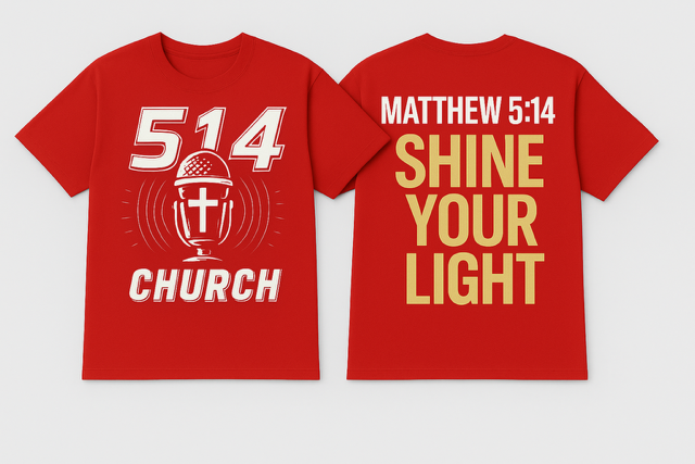 Red t-shirt: Front reads 