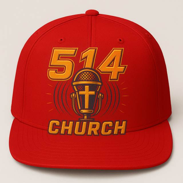 Red baseball cap with 