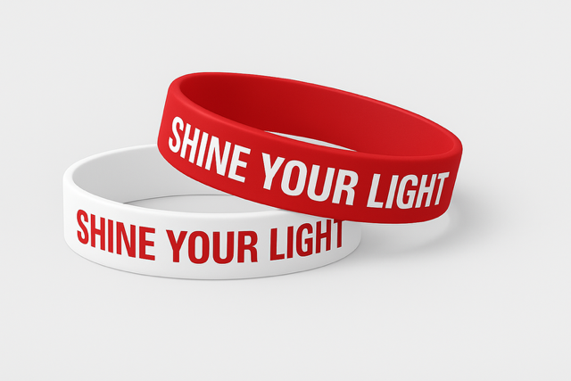 Red and white wristbands with 