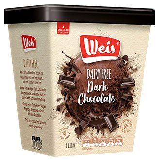 Weis dairy free dark chocolate ice cream in a tub