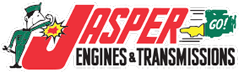 Jasper Engines & Transmissions logo with red “JASPER” text, black subtitle, and a small cartoon figure with a green flag | Jeff's Automotive, Inc
