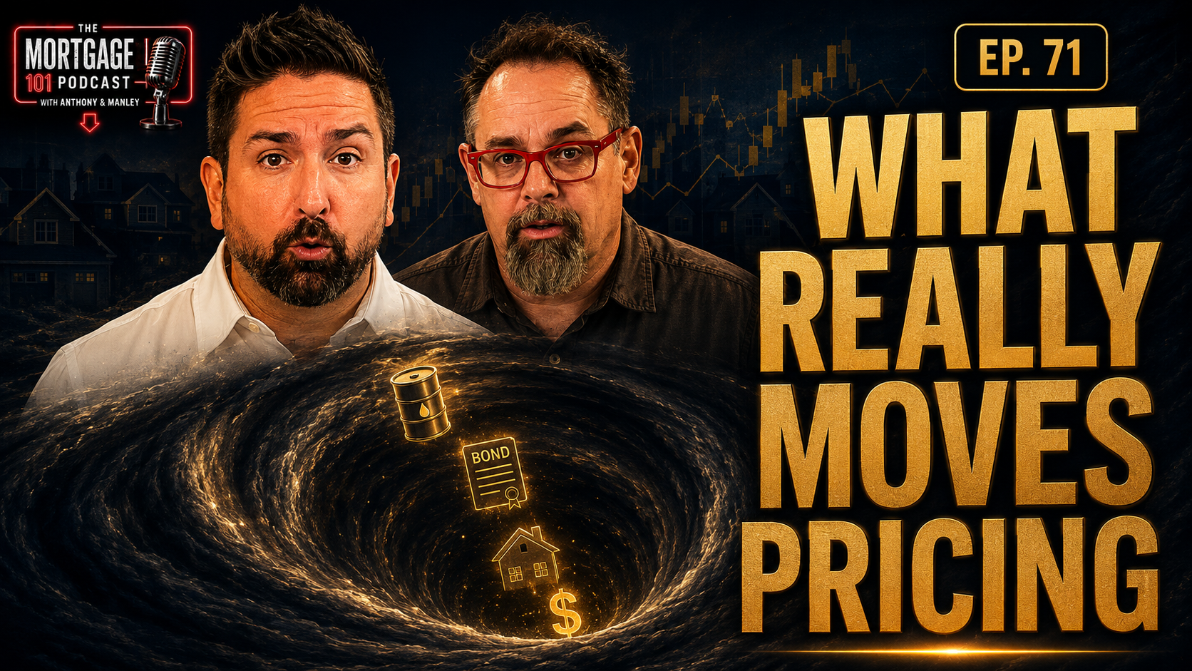 Two men beside a glowing vortex with bold text: “What Really Moves Pricing” and “EP. 71”