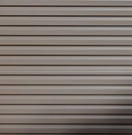Horizontal gray and beige striped metal shutter with slight shadowing