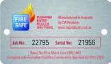 Fire Safety Authority identification card with logos and ID numbers on a light blue background
