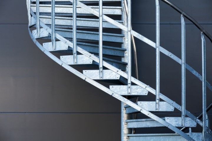 Spiral metal staircase with railings in Haysville KS