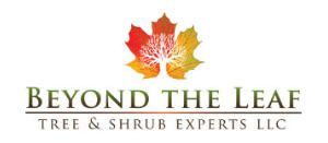 A logo for beyond the leaf tree and shrub experts llc
