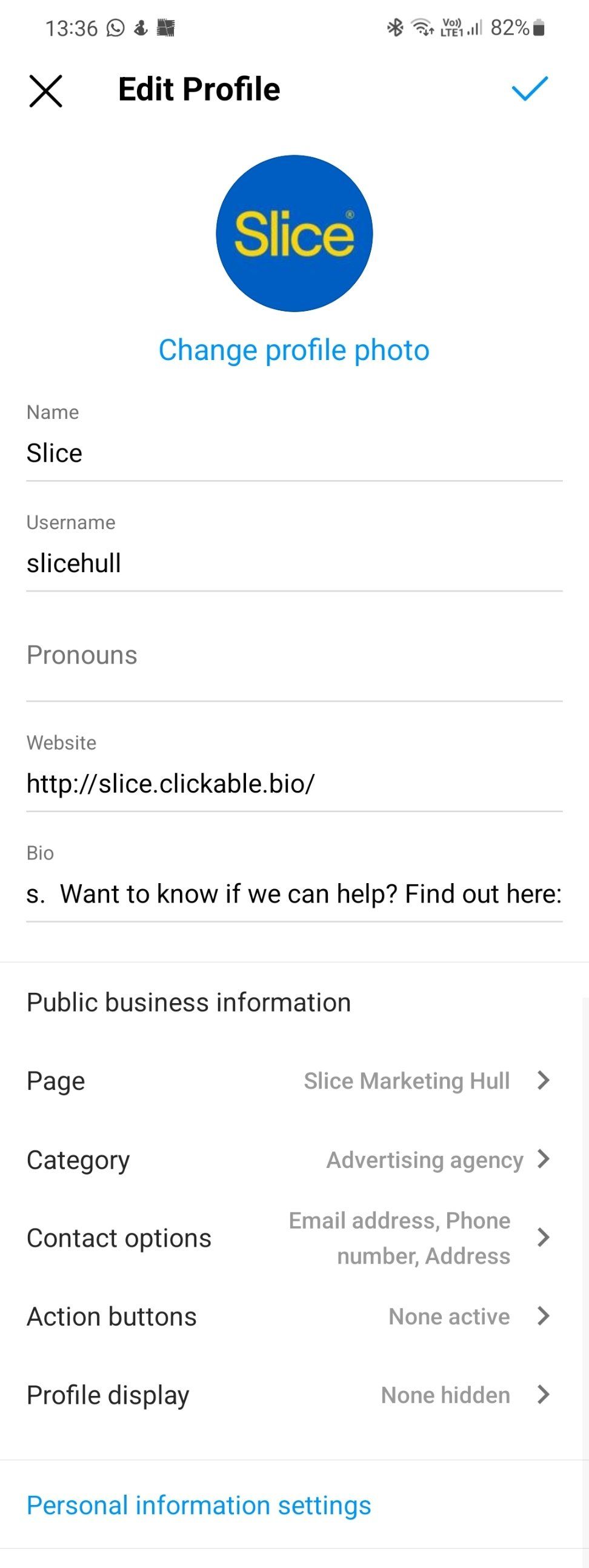 a screenshot of an Instagram business profile page
