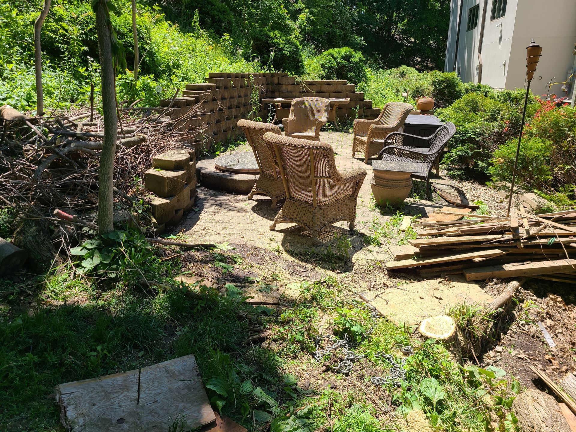 Before Slope Backyard - Marion, IA - S&B Scapes