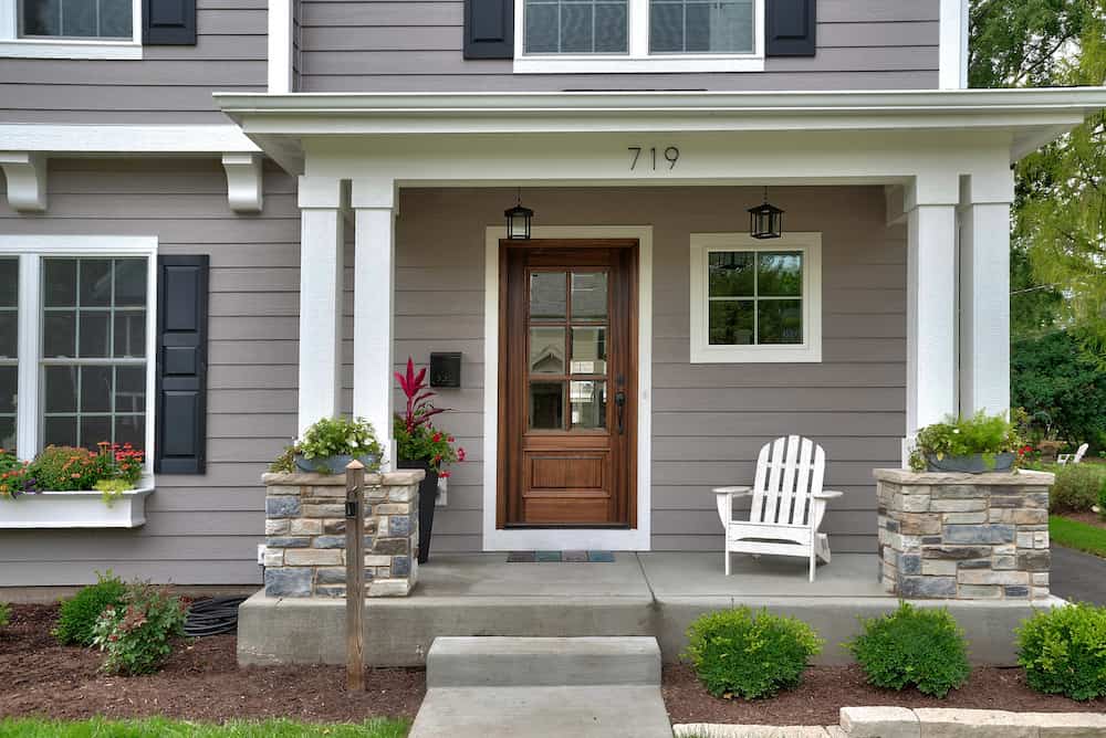 Stucco siding and stone siding 