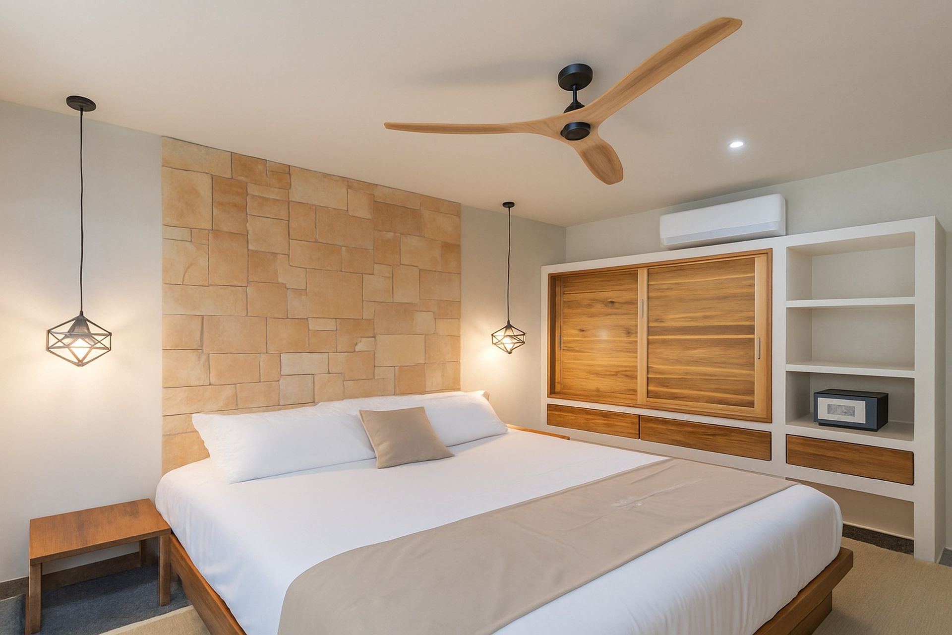 Luxury hotel room in Tulum with natural design