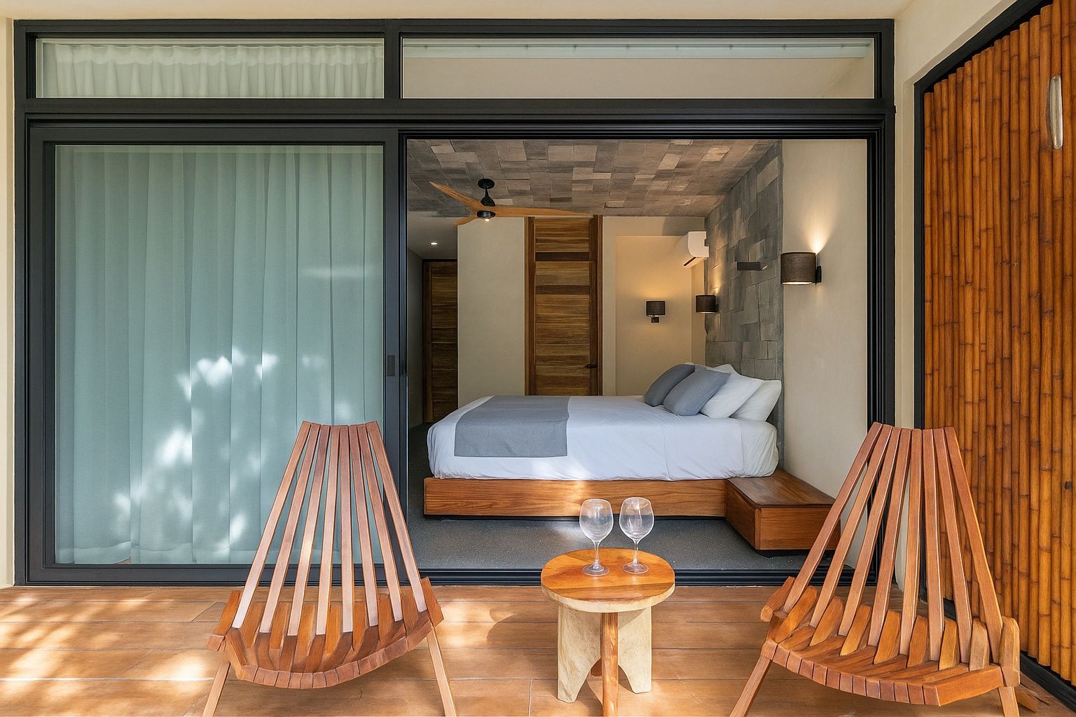 Private terrace looking in to superior room