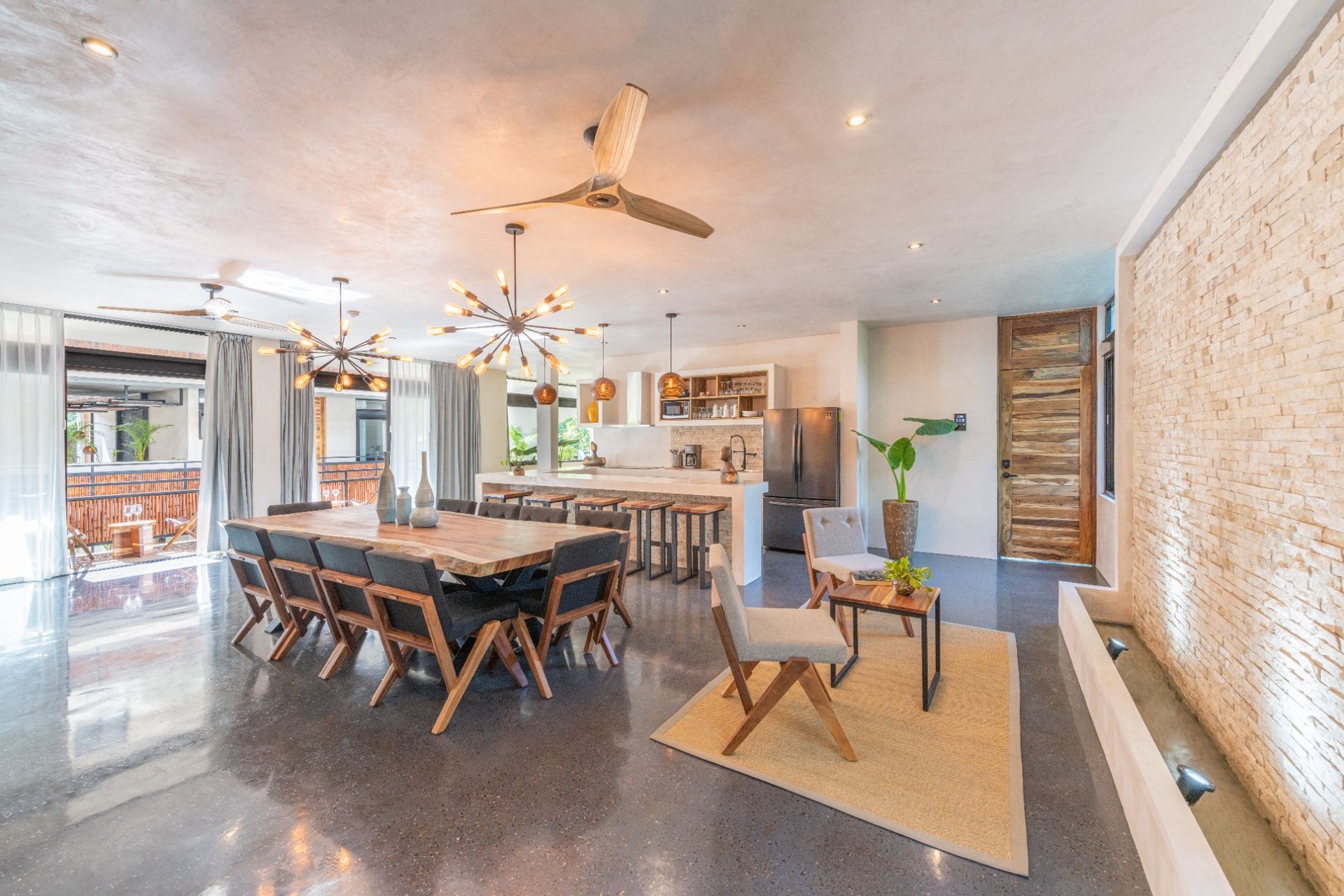 Kitchen and dining area of Master Villa at Irie Tulum
