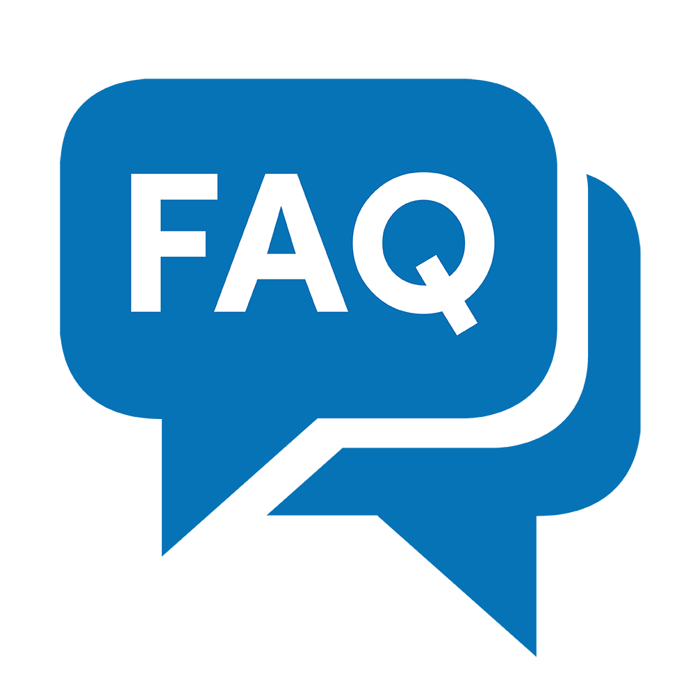 Blue speech bubble graphic with white 