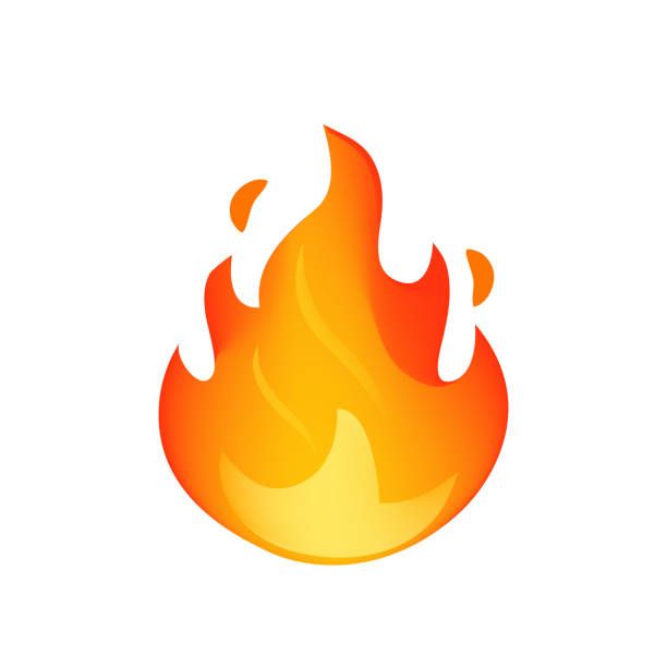 Fire flame emoji, orange and yellow, depicted on white background.
