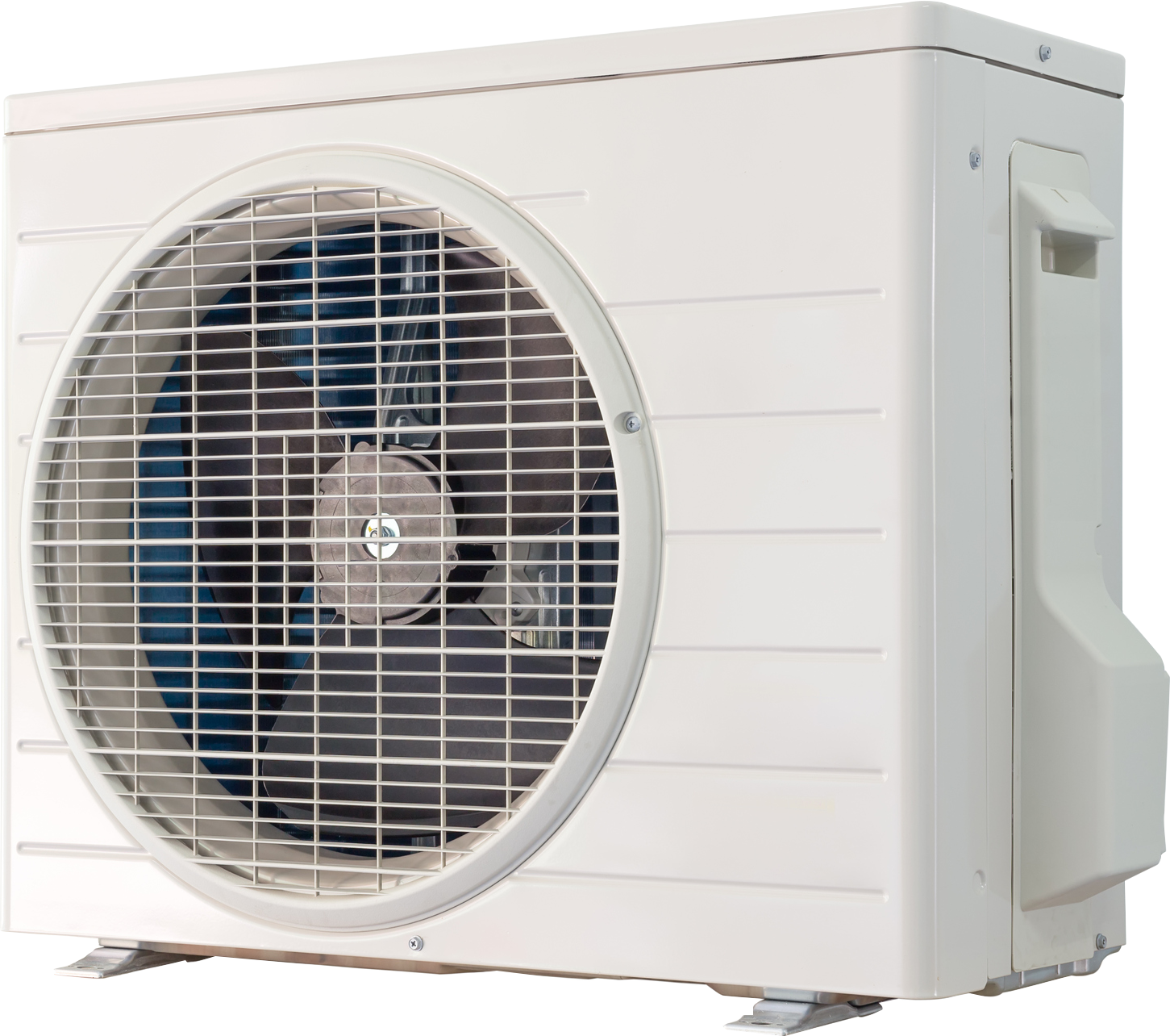 A white air conditioner with a remote control attached to it. A white air conditioner with a remote control attached to it.
