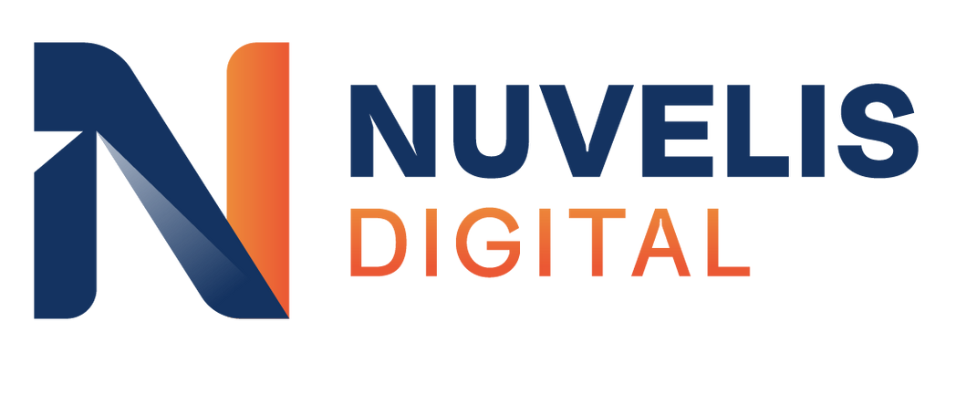 Logo for Nuvelis Digital: dark blue and orange "N" graphic with text.