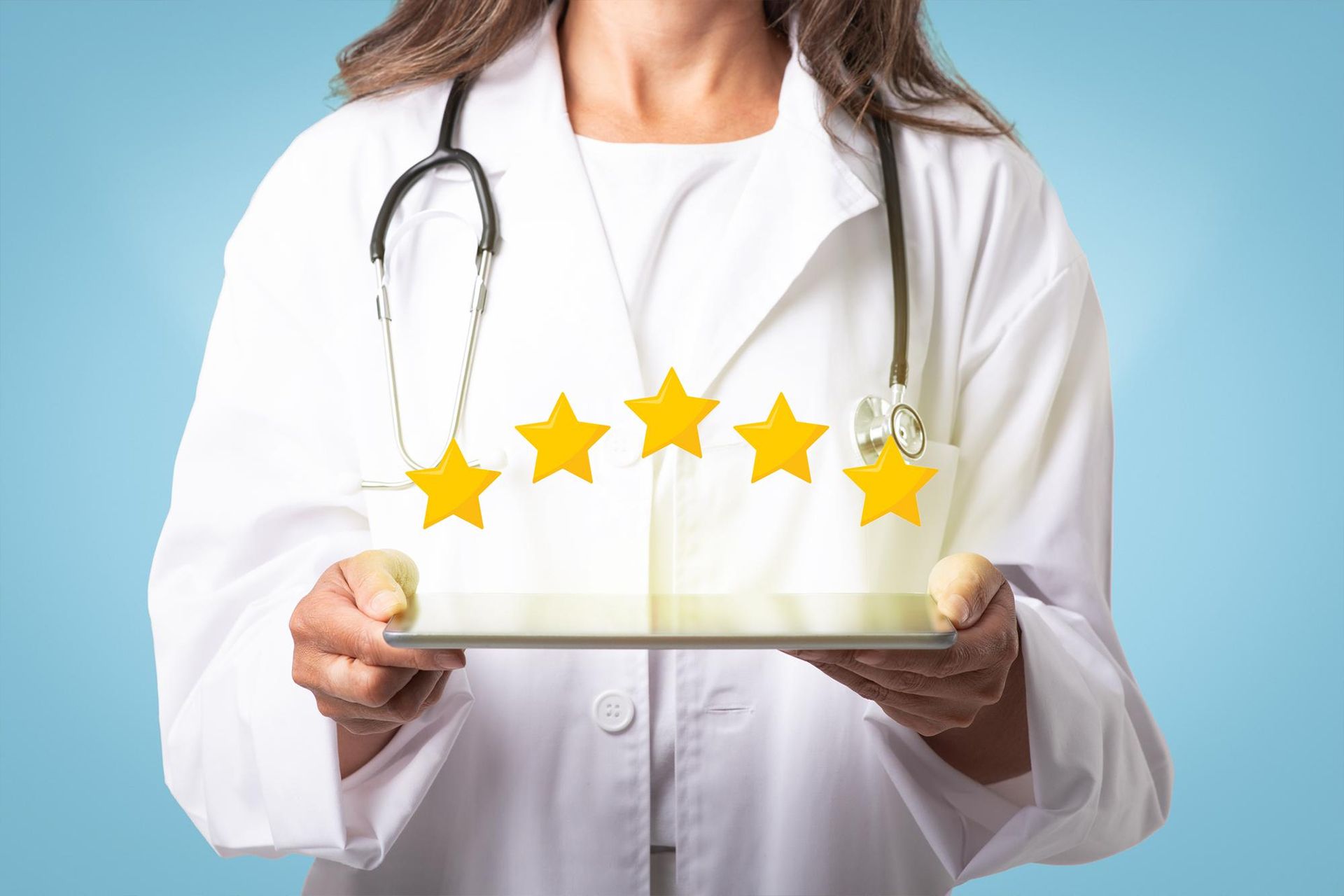 Healthcare team managing online patient reviews