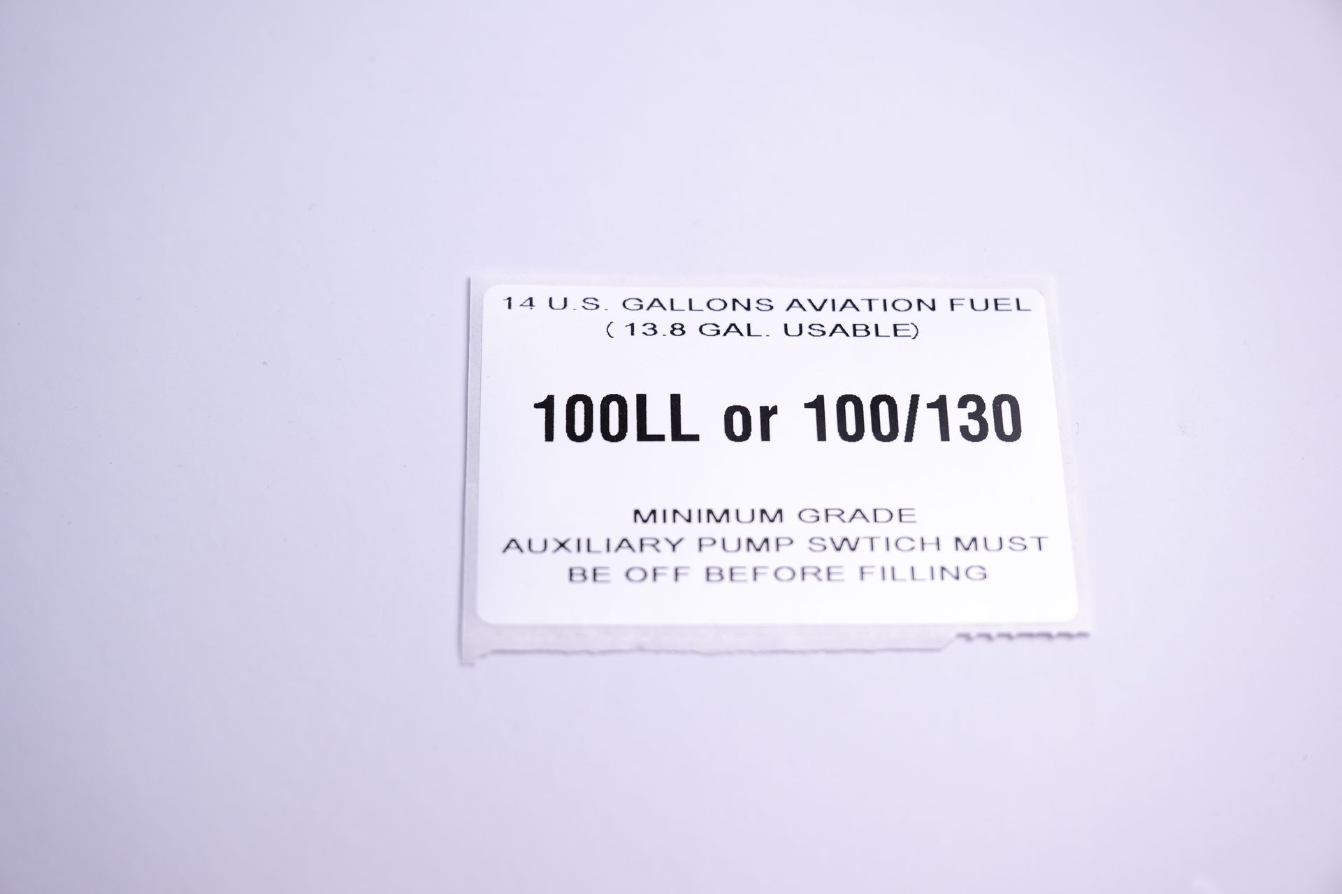 White fuel grade sticker: