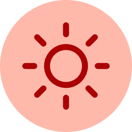 A dark red shield icon containing a matching red checkmark, centered on a light red circular background.