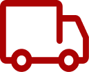 A dark red outline icon of a delivery truck.
