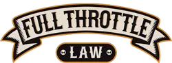 Full Throttle Law logo in black, white, and gold with arched banner design