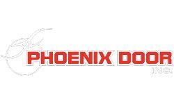 Phoenix Door logo in red text with a white phoenix outline on a light background