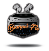 Bumper Fix Mobile Service logo with palm trees and black, orange, and gray car emblem